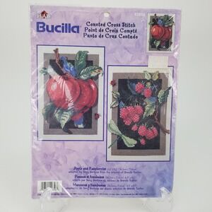 Bucilla Apple and Raspberries Counted Cross Stitch Kit 42856 Brenda Tustian 2 Pk